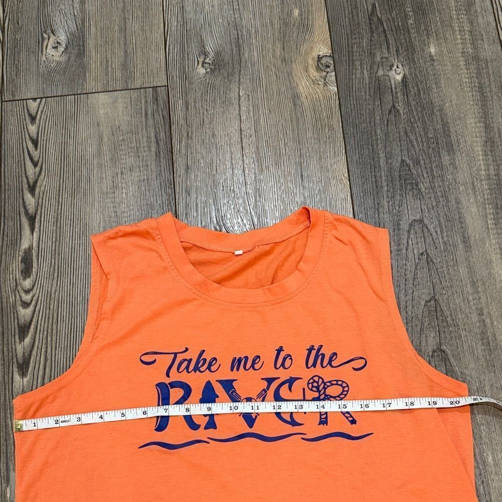 Orange Sleeveless Graphic Tee “Take Me To The River” - Picture 5 of 6